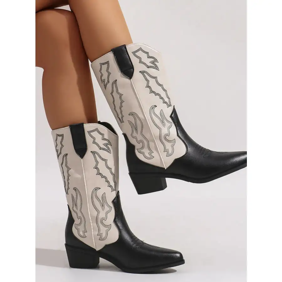 Everyday Point Toe Block Heels Boots