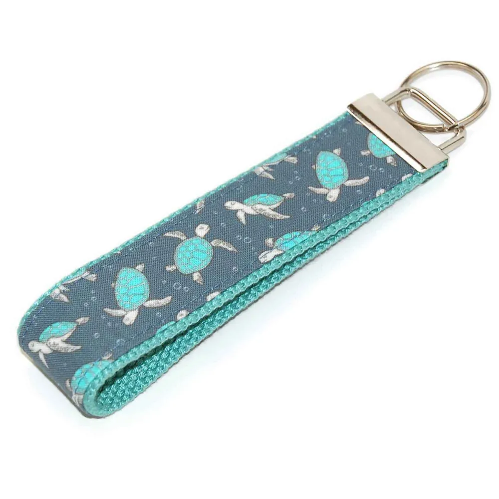 Sea Turtles Swimming Rustic Keychain