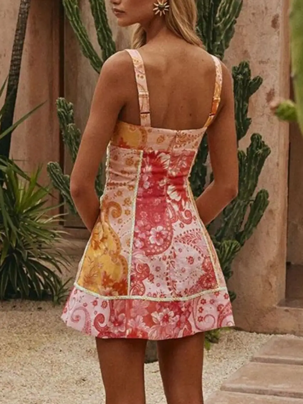 Comfort Fit Floral Printed Lace Mini Dress