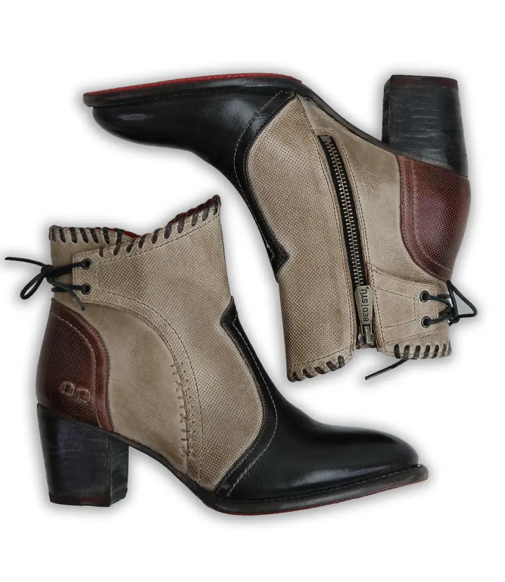 Back-Lace Side-Zip Ankle Boots