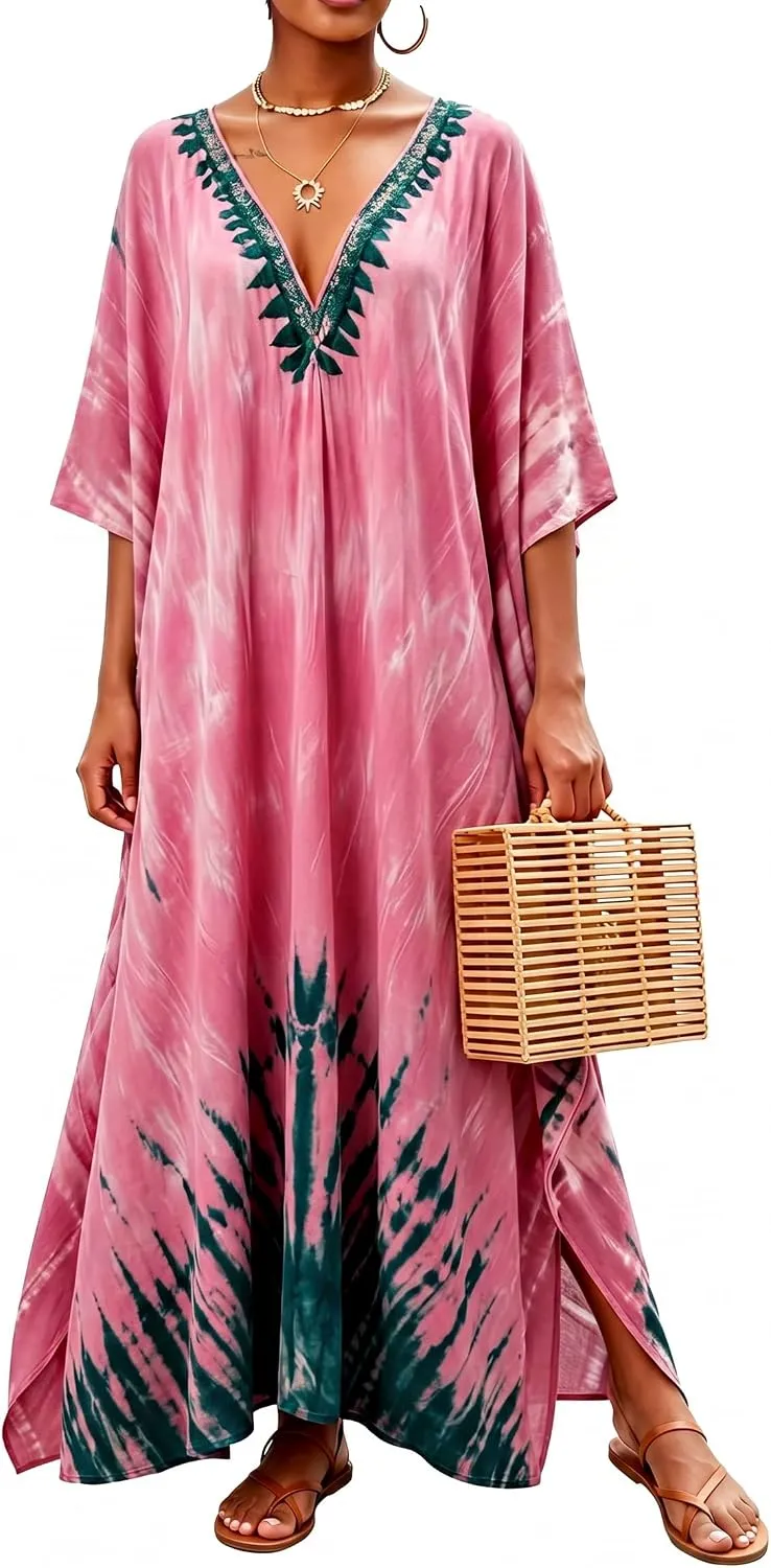 Women Moomoo Dress Beach Cover Ups for Women Long Kaftan Nightgown Muumuu Plus Size Caftan