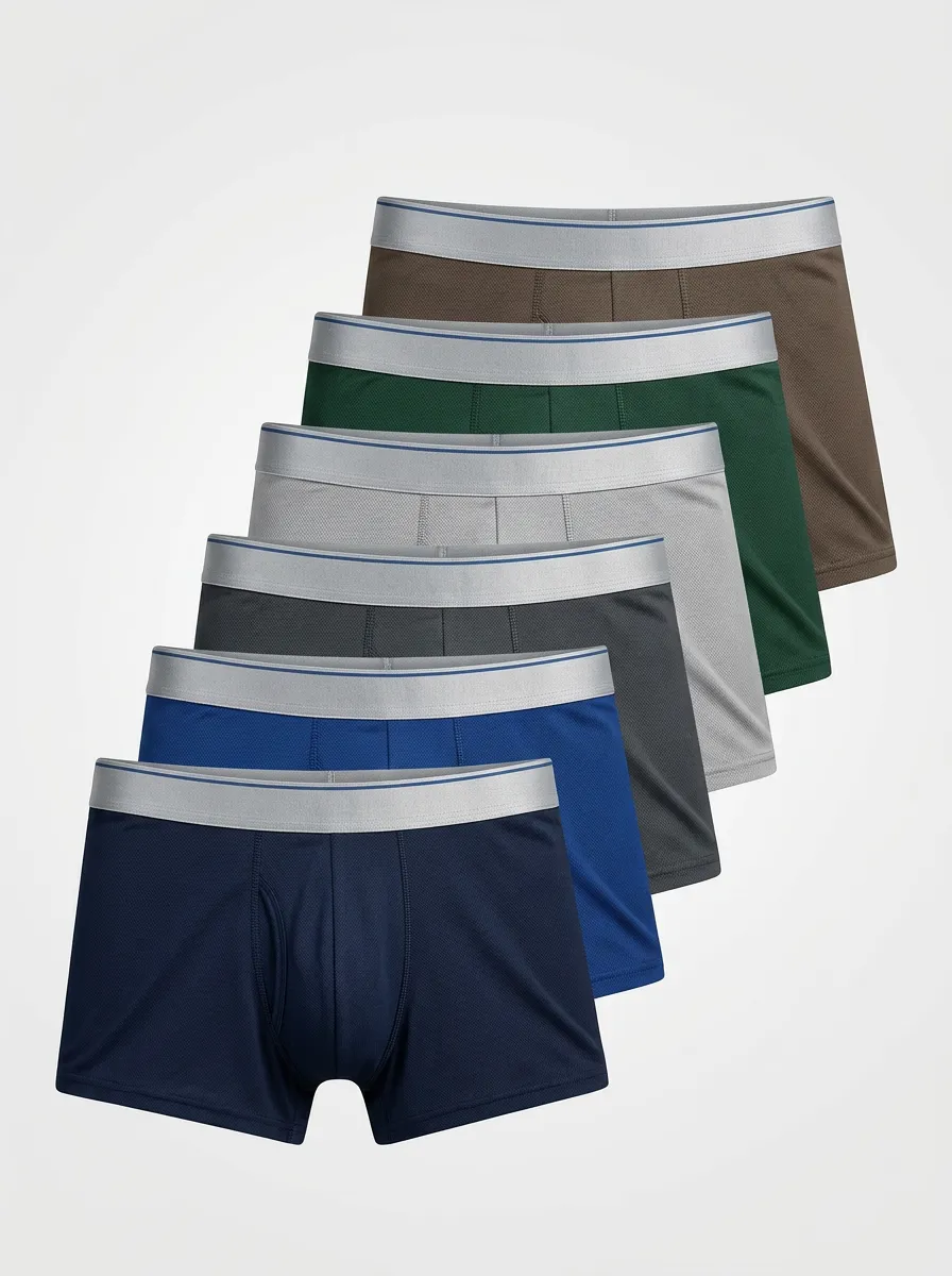 Men's Mesh Breathable Textured Finish 6-Pack Boxer Briefs