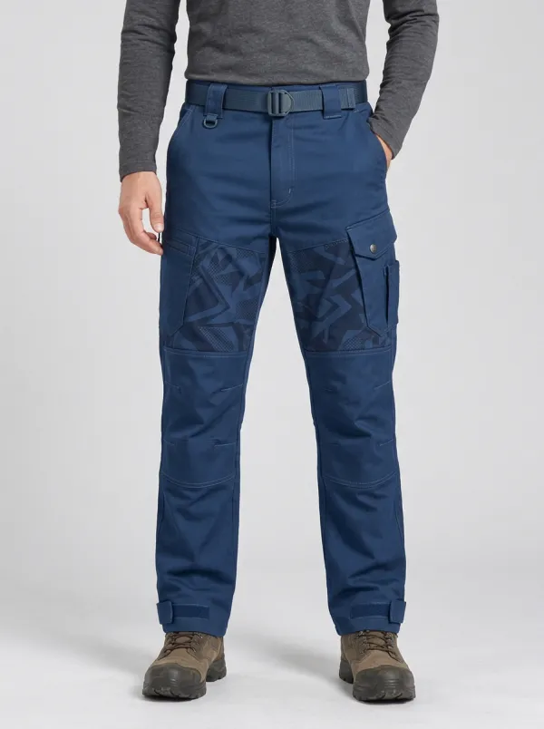Men's Olive Green Geometric Multi-Pocket Tactical Cargo Pants