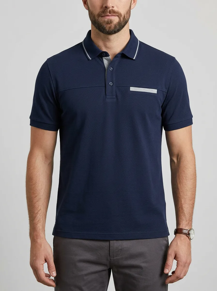 Men's Classic Relaxed Fit Contrast Trim Polo Shirt