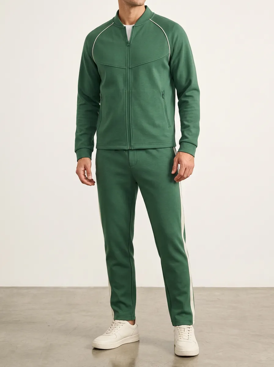 Men's Stripe Zip Front Top and Pants Set