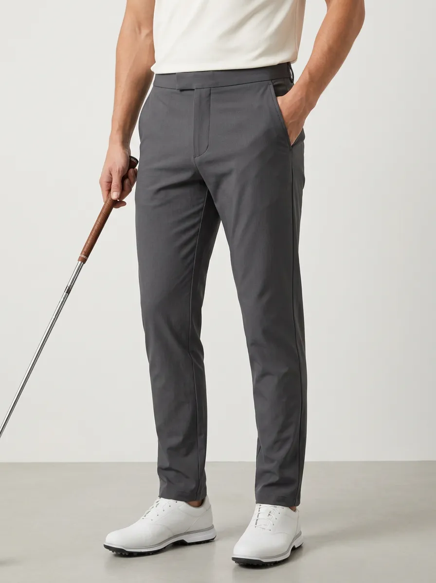Classic Men'S Golf Lover Solid Slim Fit Trousers