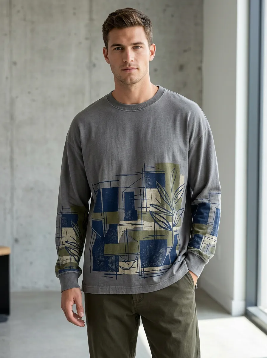 Men's Long Sleeve Modern Fit Streamlined Style Shirt