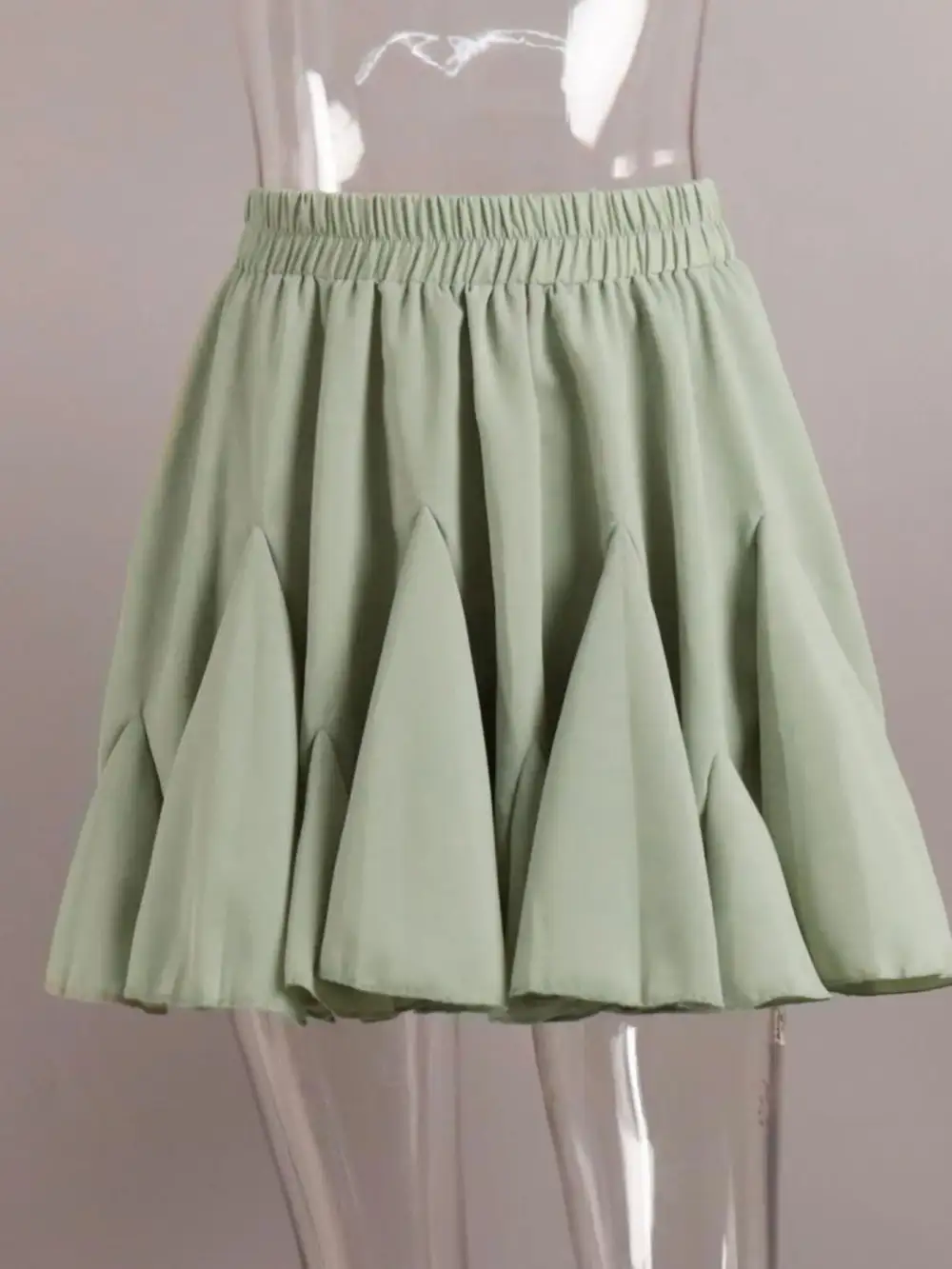 Ruffle Trim Elastic Skirt
