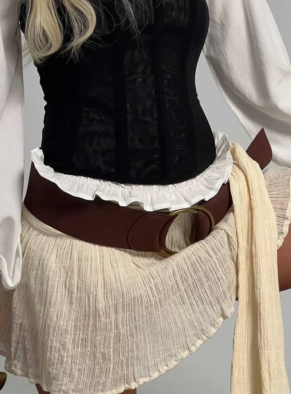 Sleek Buckle Suede-Like Belt