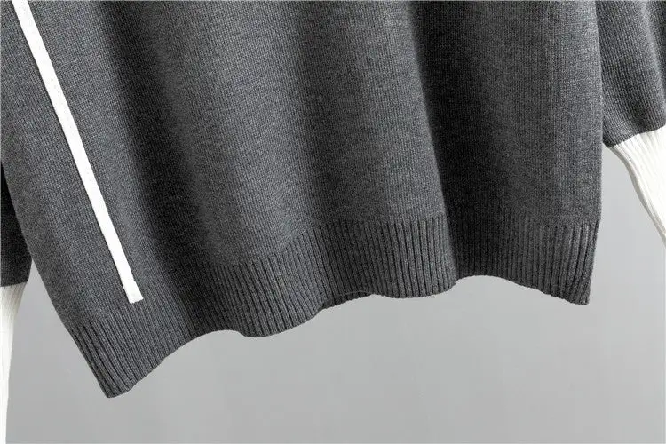 Colorblock casual knitted two-piece set