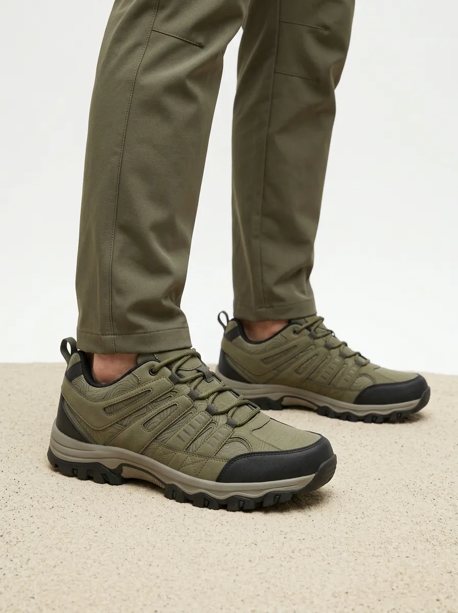 Men's Modern Hiking Enthusiast Topographic Map Printed Outdoor Shoes