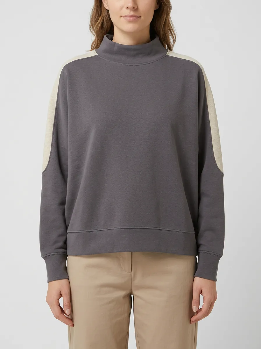 Women's Two-Tone Mock-Neck Sweatshirt