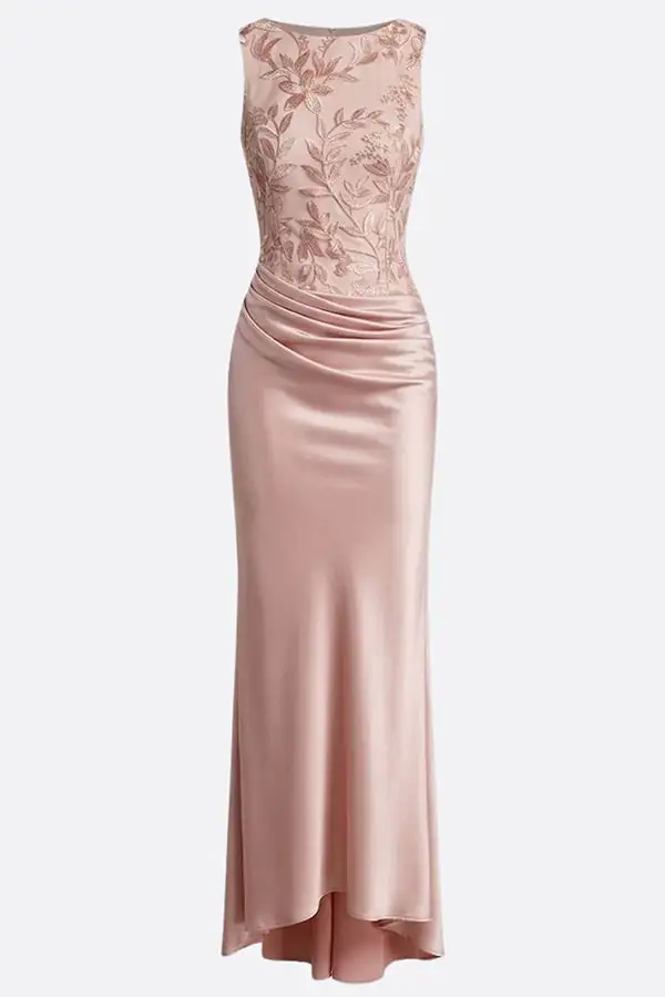 Streamlined Ruched Sleeveless And Flowing Maxi Skirt Set