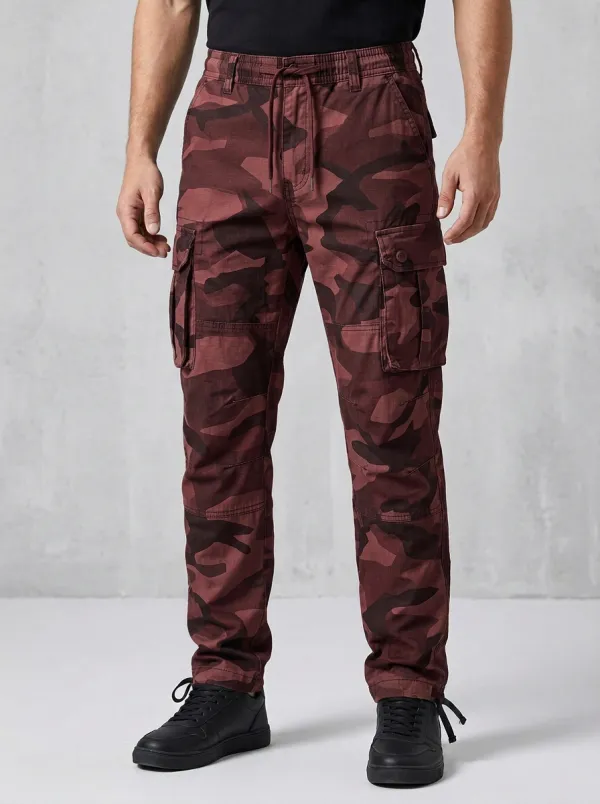 Men's Tactical Outdoor Grey Camouflage Printed Cargo Pants