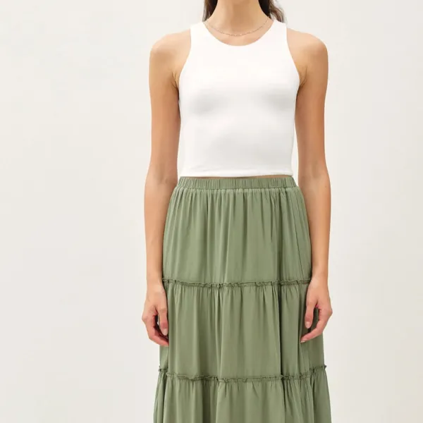 High Neck Cropped Tank - Off