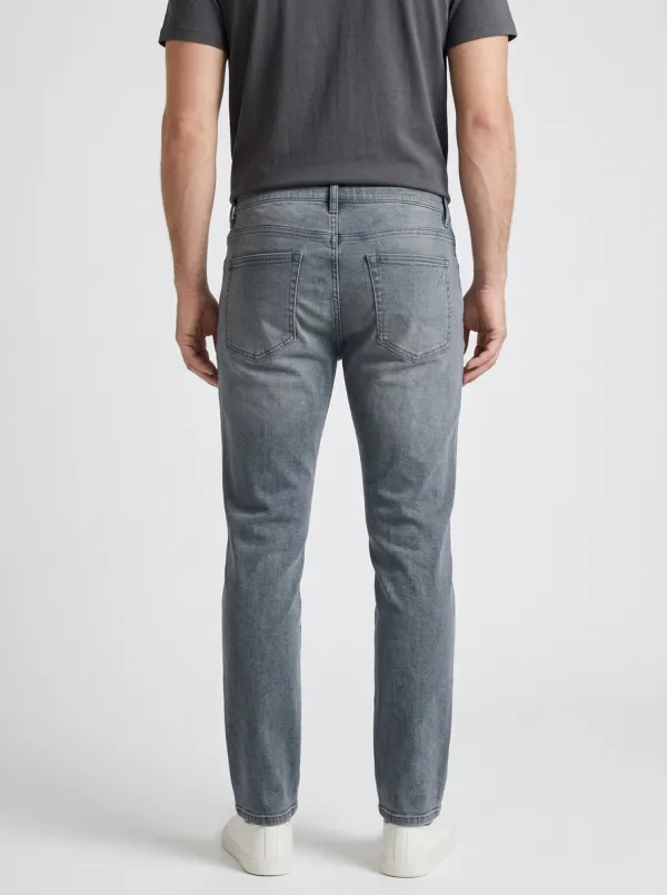 Men's Casual Fashion Grey Drawstring Waist Stretchy Denim Jeans