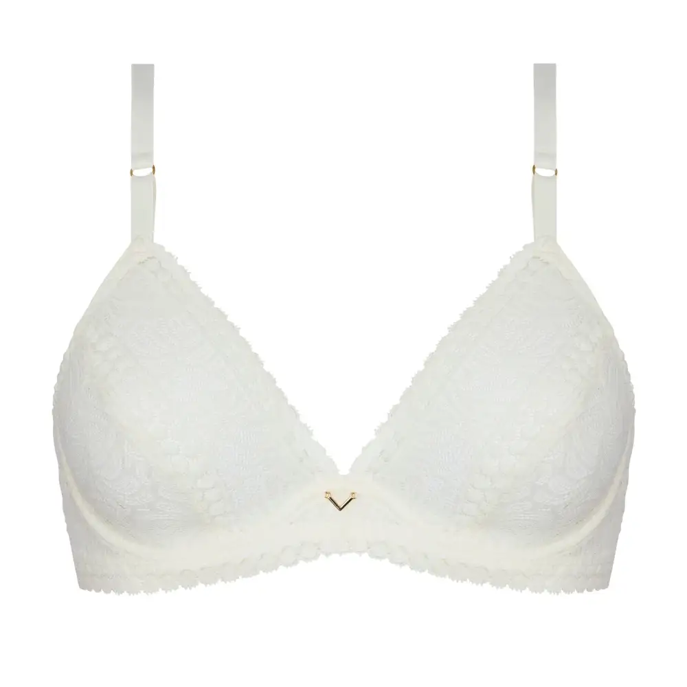 Women's Balconette Underwire Two-Part Cup Adjustable Straps Lace Mesh Jacquard Triangle Bra