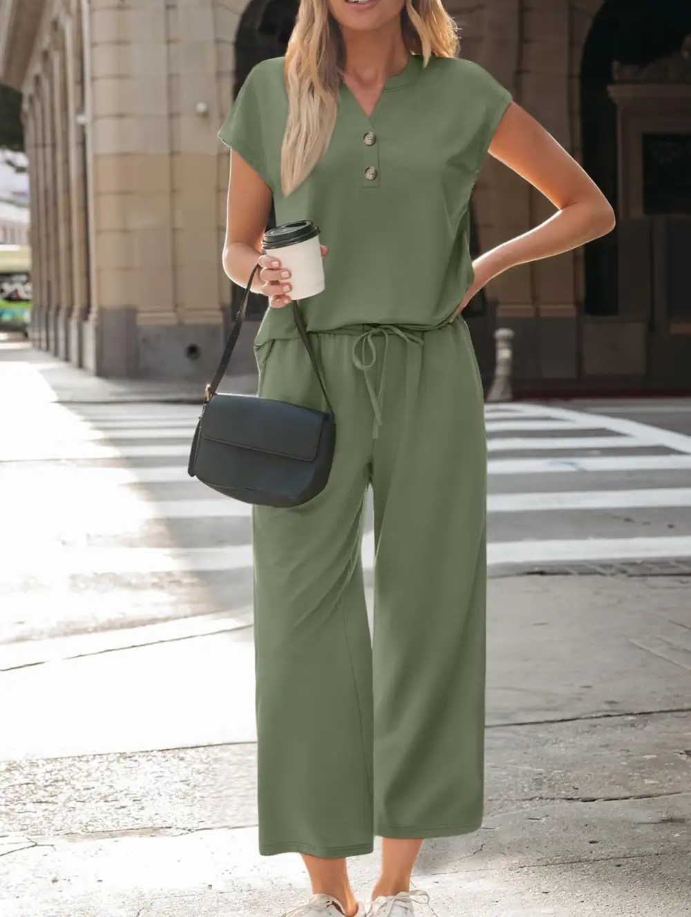Short Sleeve Top Pants Two Piece Set