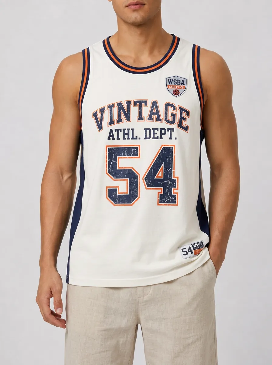 Men's Vintage Athletics 54 Number Printed Tank Top