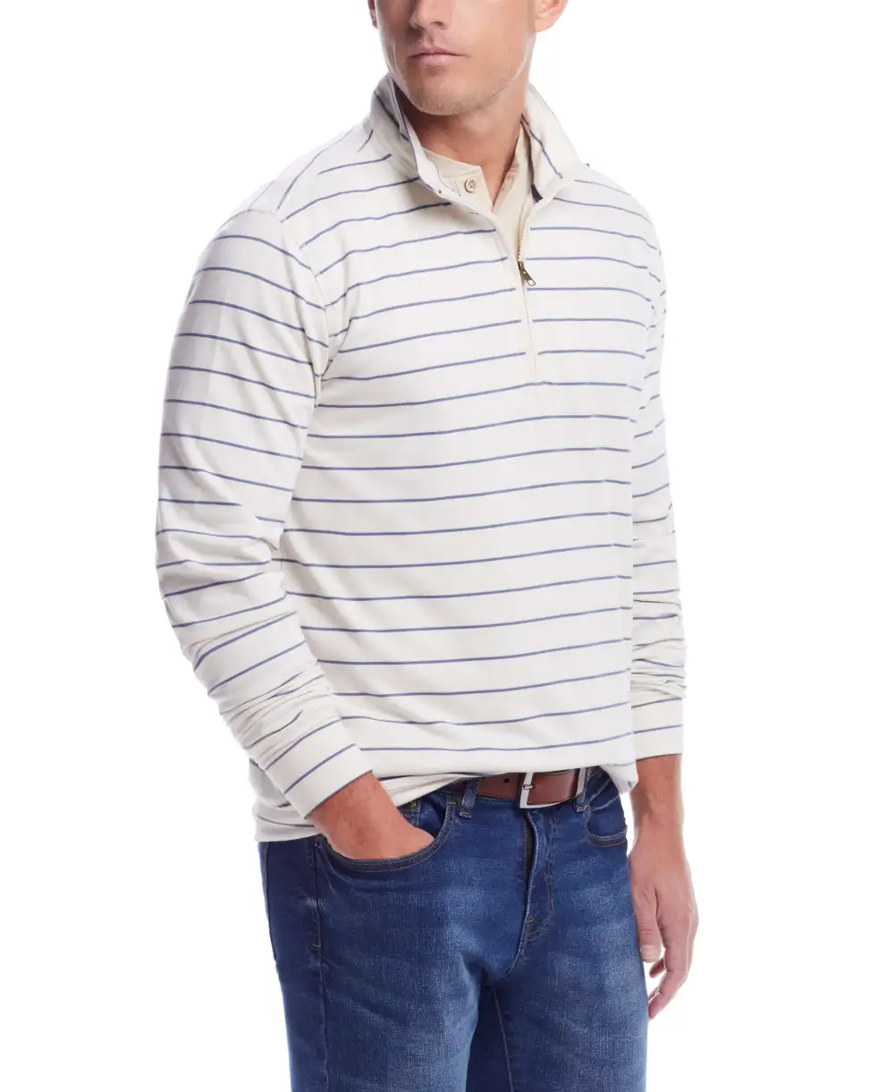 Men's Striped Quarter Zip Sweater