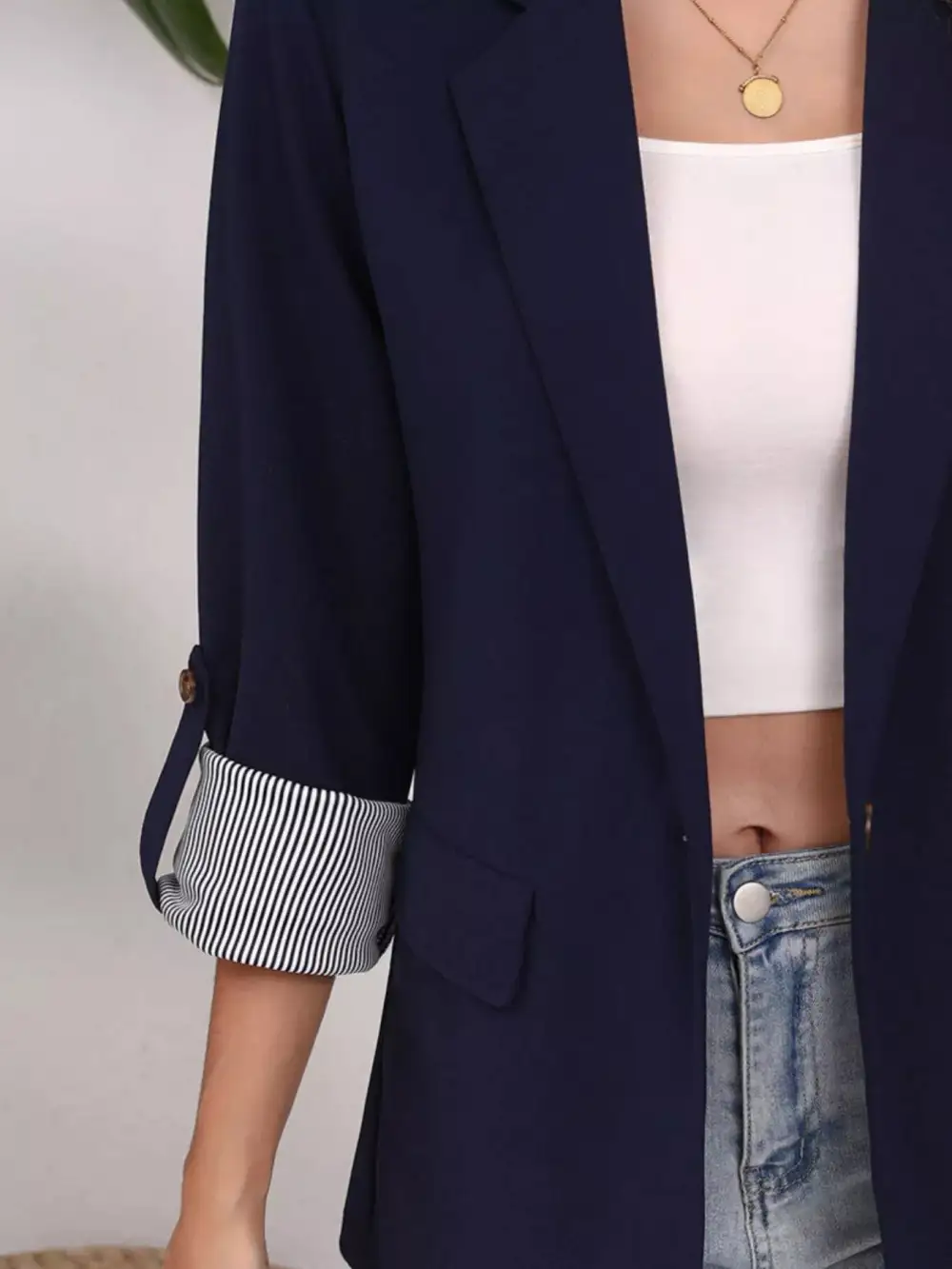 Lapel-Collar Roll-Up-Sleeve Blazer