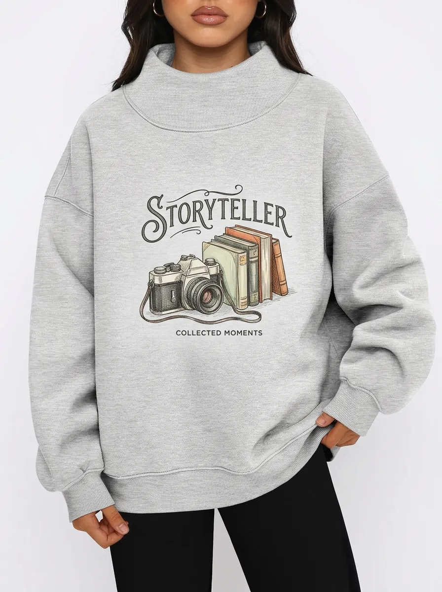 Women's Storyteller Camera Books Graphic Sweatshirt