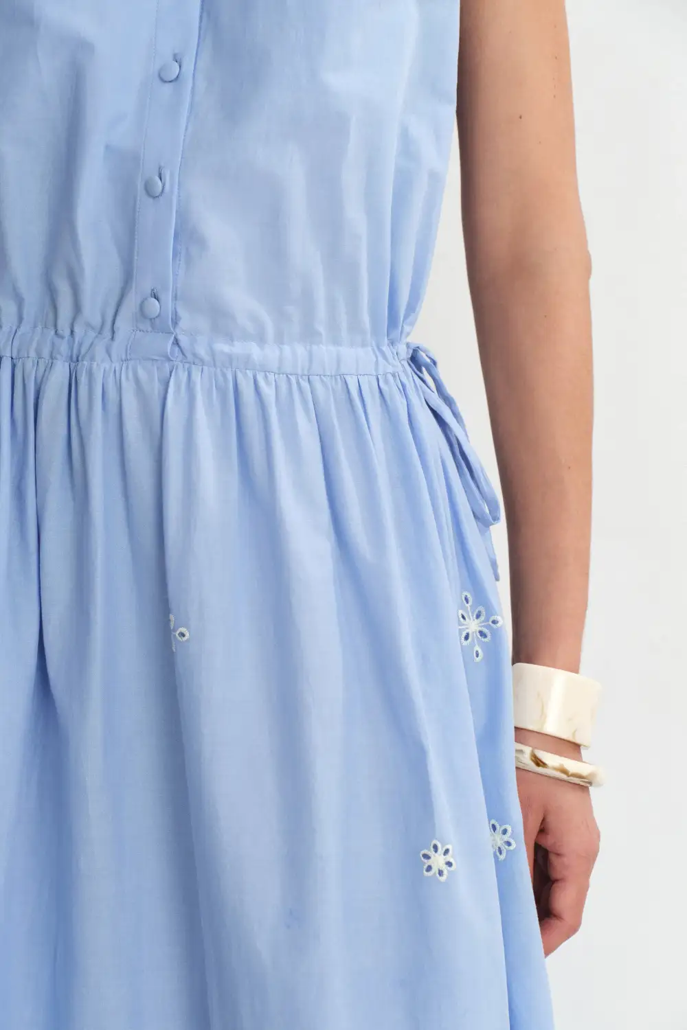 Sleeveless Embroidered Cotton Maxi Dress