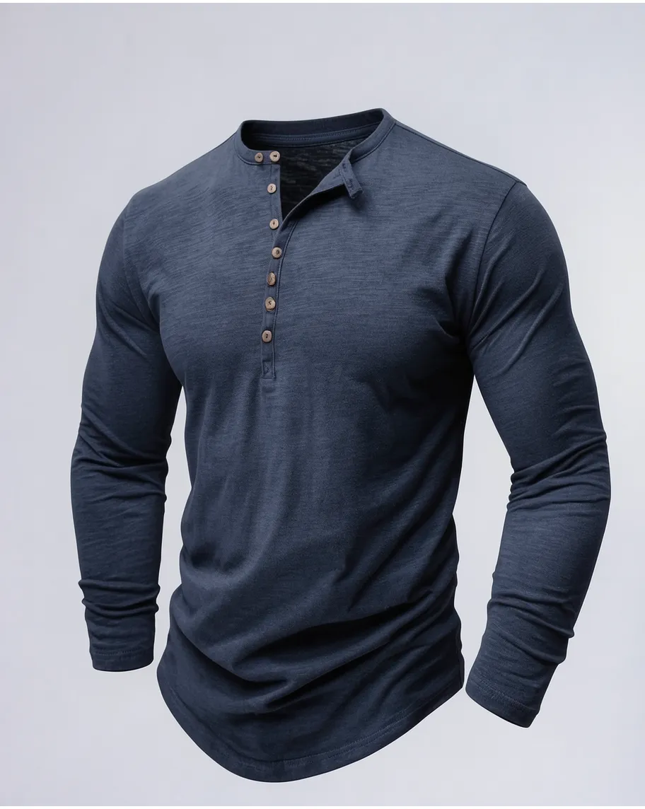 Classic Long Sleeve Henley Shirt