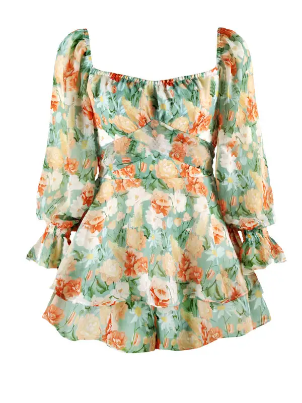 One Neck Lantern Lotus Leaf Long Jumpsuit