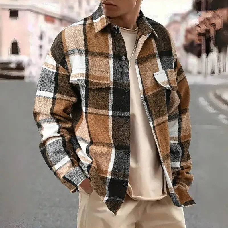 Classic Vintage Flannel Plaid Long Sleeve Shirt