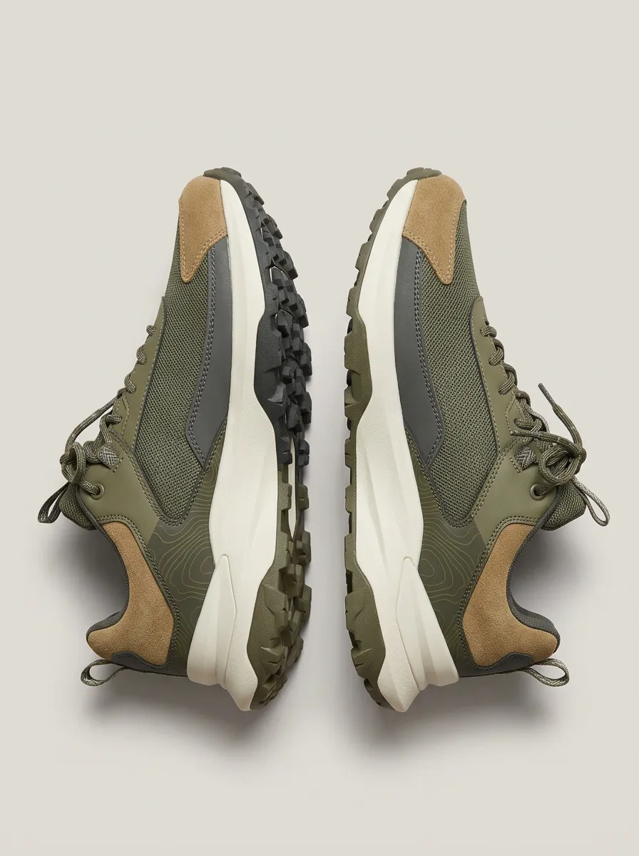 Trail-Inspired Design Hiking-Inspired Topographic Casual Sneakers