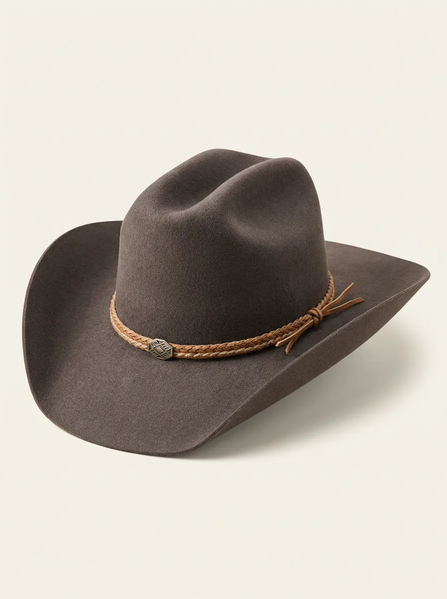 Brown Cowboy Hat Featuring Braided Band