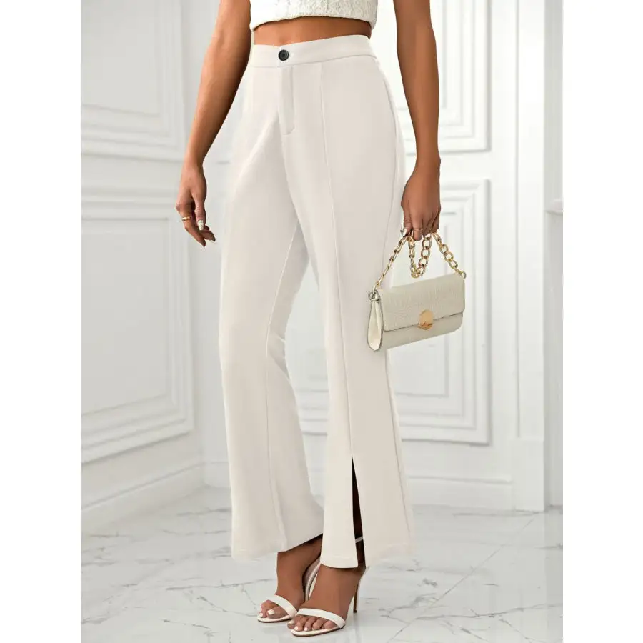 Slit Flare Pants with Pockets