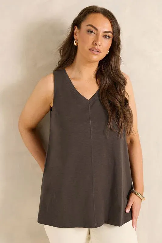 Chocolate Brown Premium Cotton Vest Top