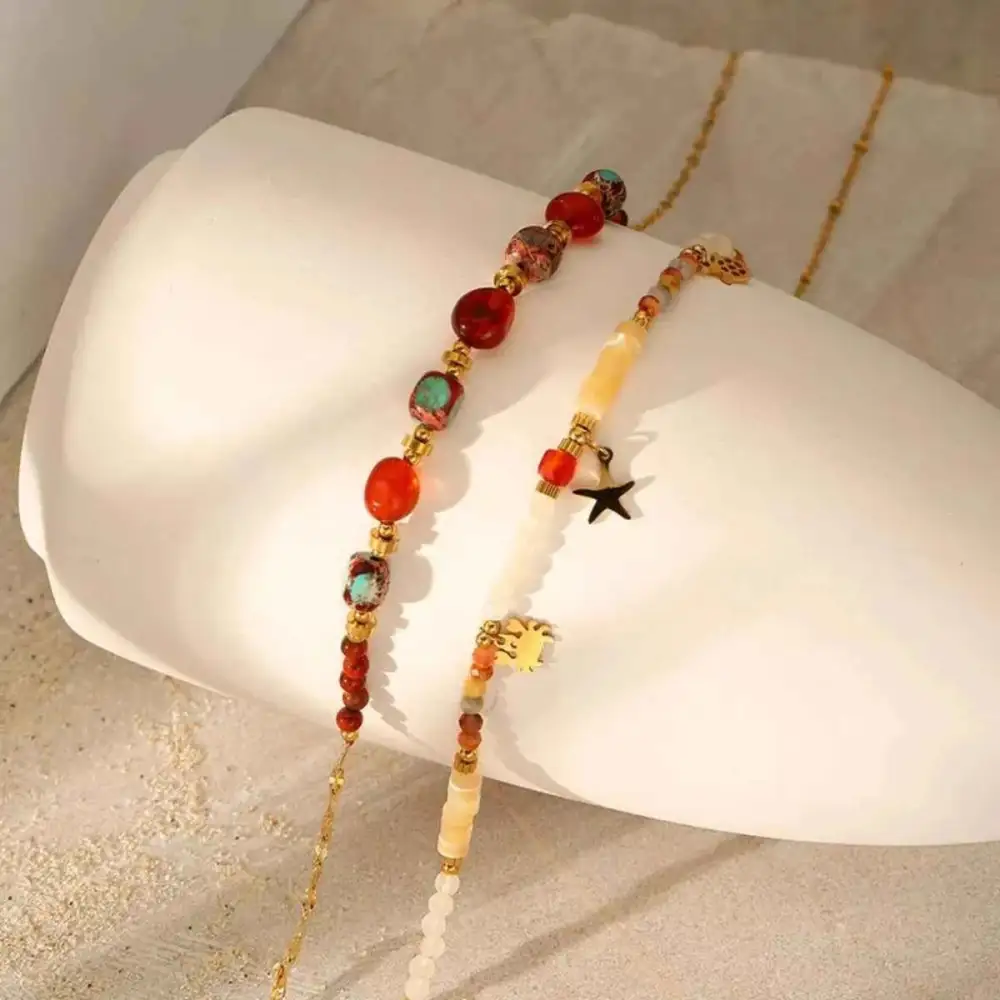 Two Piece 18K Gold Plated Bead Necklace