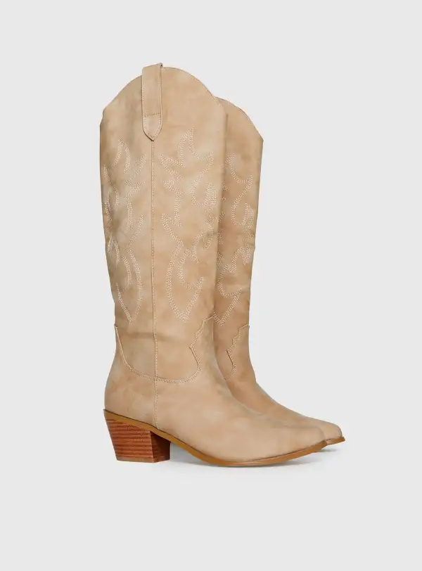 Soft Finish Stacked Heel Boots