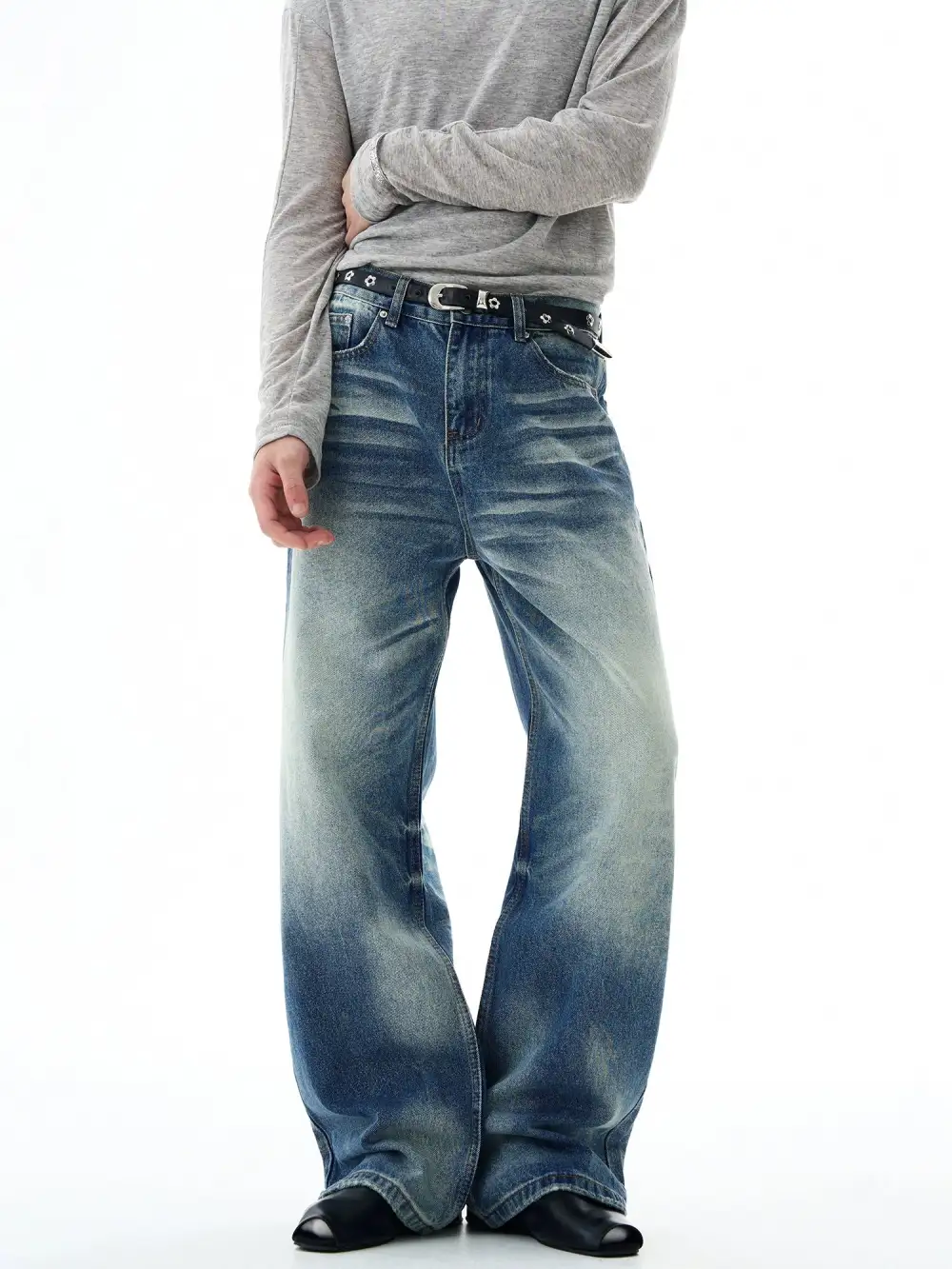 Flared Faded Washed Jeans