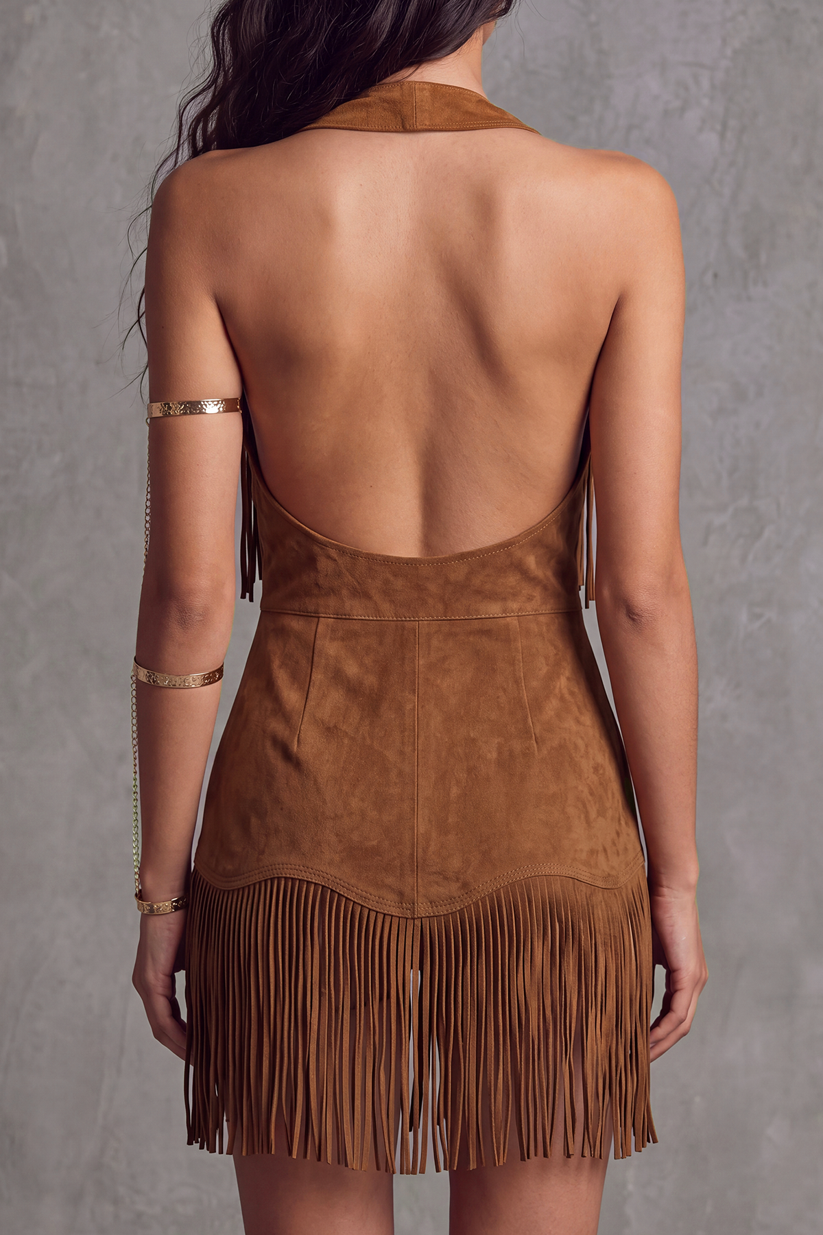 Button Front Fringe Midi Dress