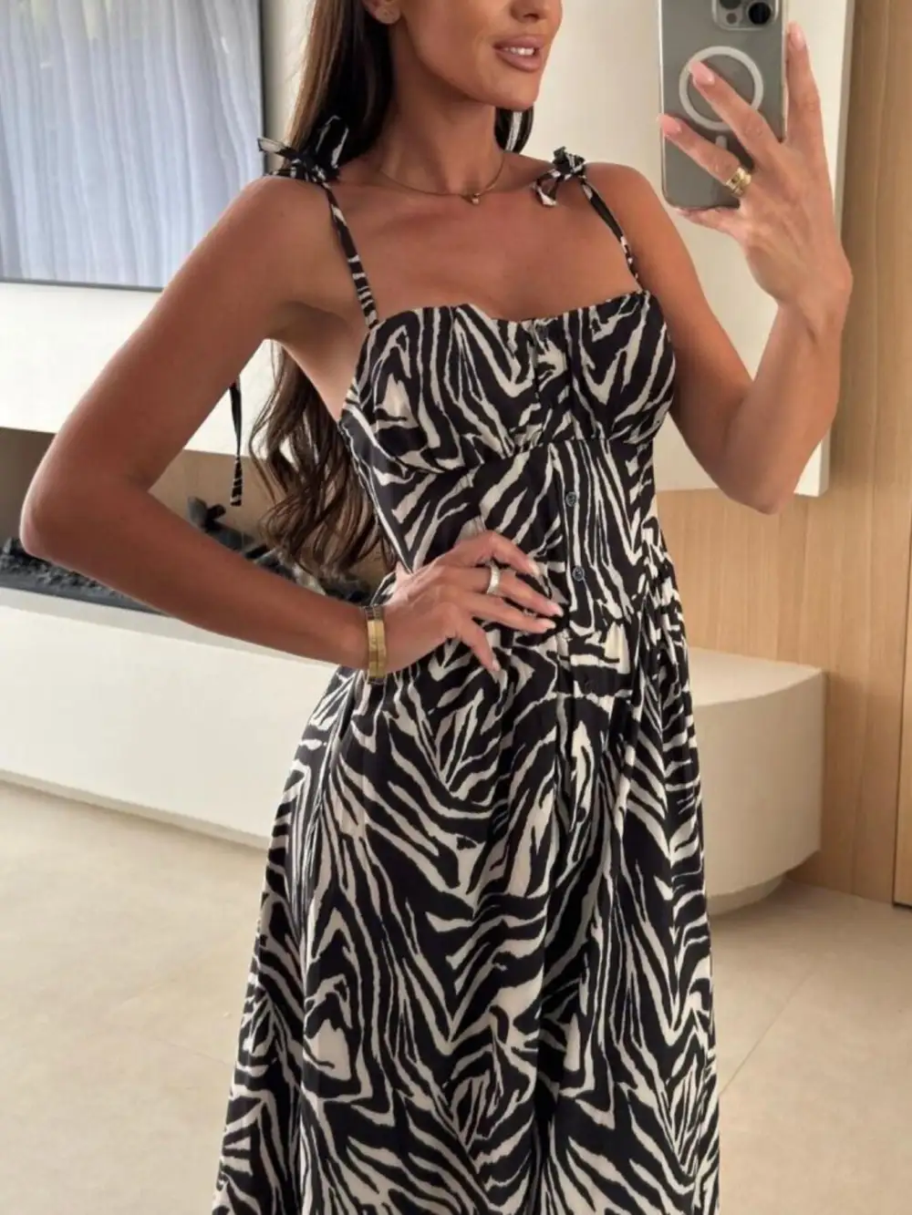 Drape Striped Midi Dress