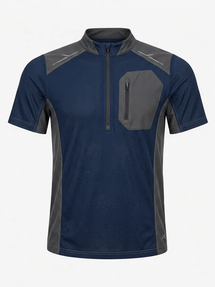 Men's Outdoor Sports Mesh Zip Pocket Tactical Polo Shirt