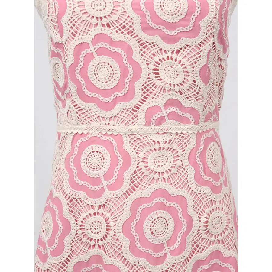 Lace Sleeveless Tiered Midi Dress