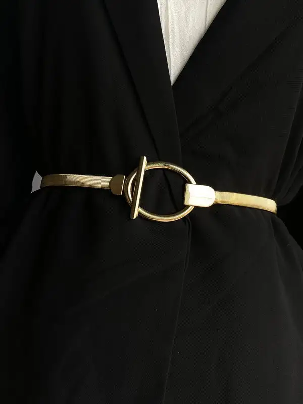 Pleated Geometric Buckle Belt