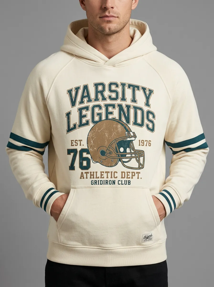 Men's Varsity Legends Football Helmet Printed Hoodie