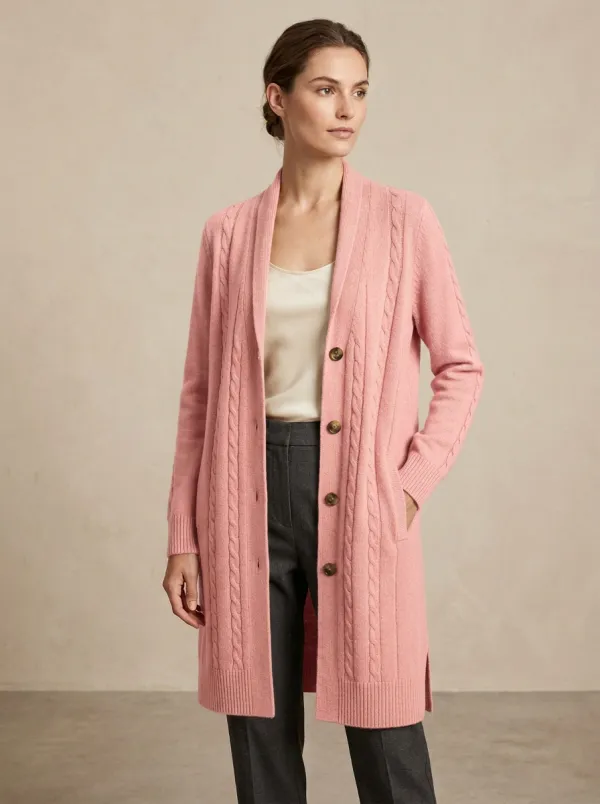 Women's Relaxed Cable Knit Knit Cardigan