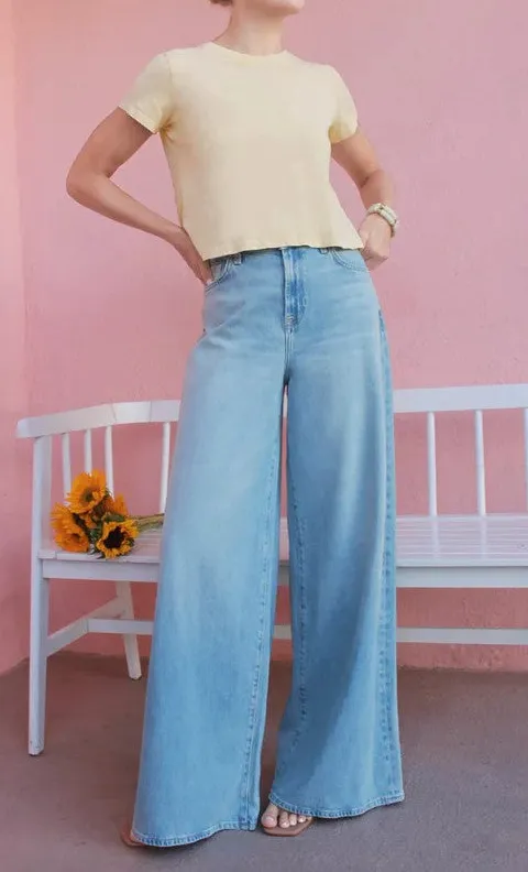 Pale Yellow Short Sleeve Crew Neck Tee