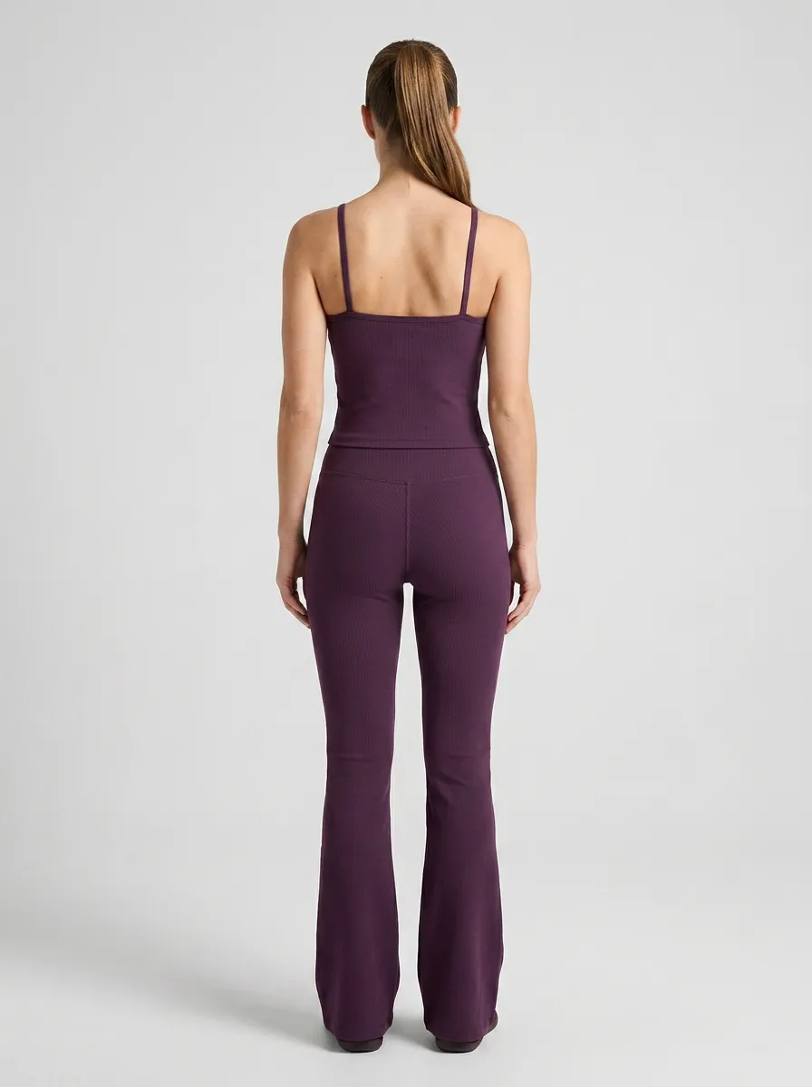 Workout Athleisure-Look Women's Tank Top Flare Pants Active Set