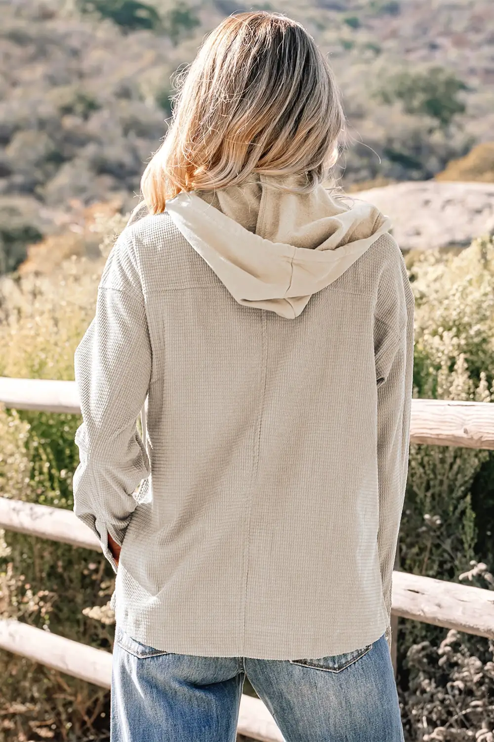 Women's Layered Thermal Knit Textured Hooded Jacket
