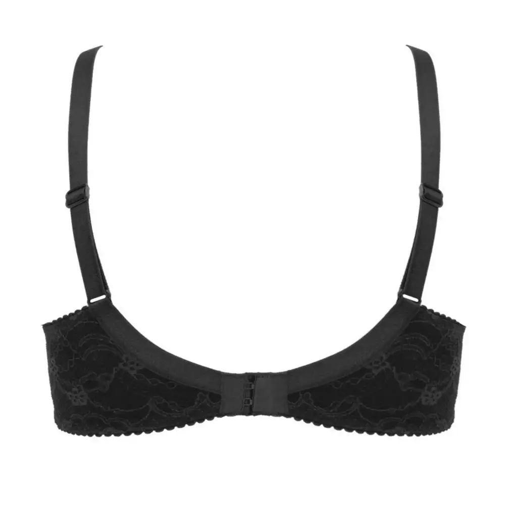 Women's Full Coverage Underwire Three-Part Cup Adjustable Straps Guipure Lace Embroidery Decorative Stone Bra