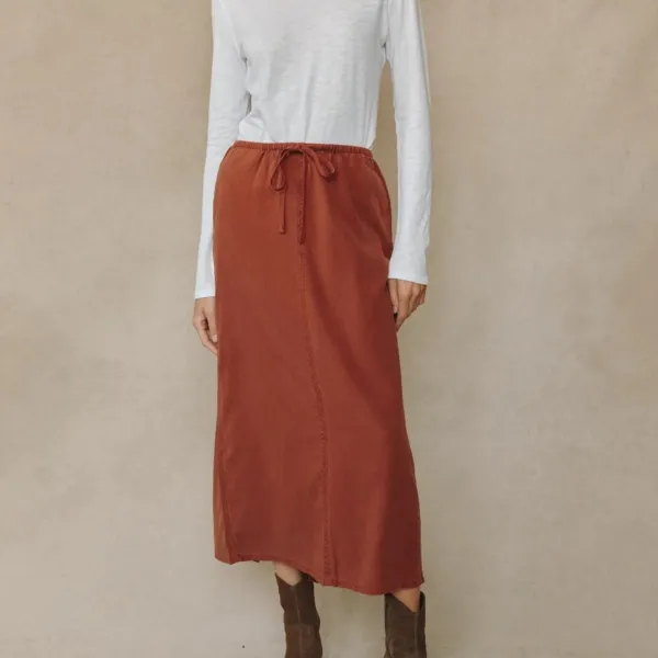 Back Slit Casual Maxi Skirt