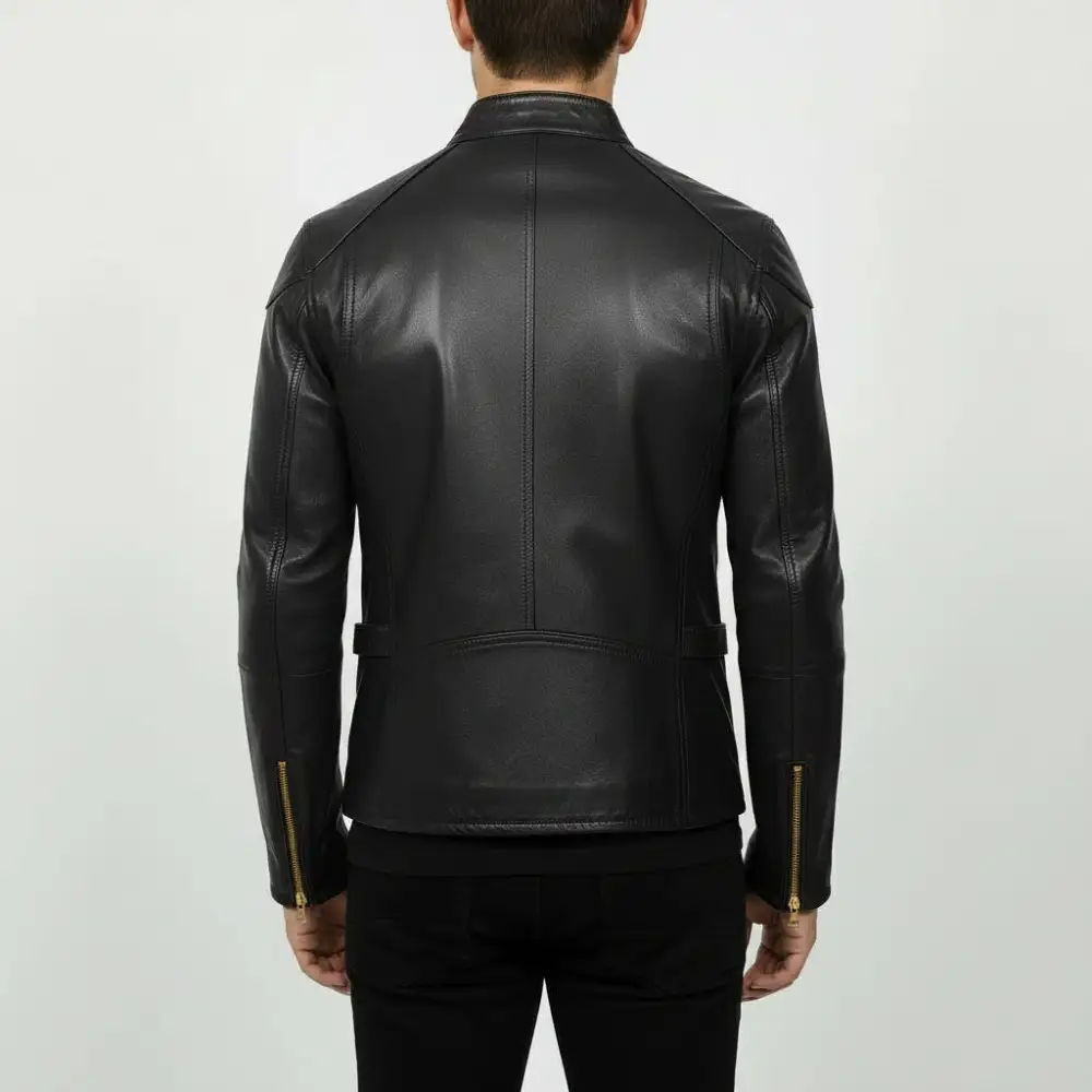 Rugged Leather Biker Motorcycle Multi Pocket Jacket